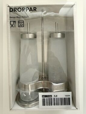IKEA Dropper 3 Piece Frosted Oil & Vinegar Set